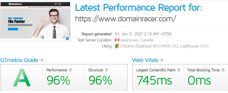 domainracer competitor speed and performance